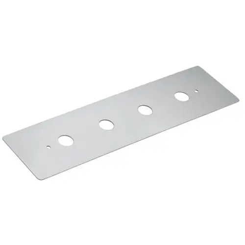 Montageplatte in chrom, flach mit mehreren kreisförmigen Aussparungen, geeignet für die sichtbare Montage, gefertigt von Kludi.